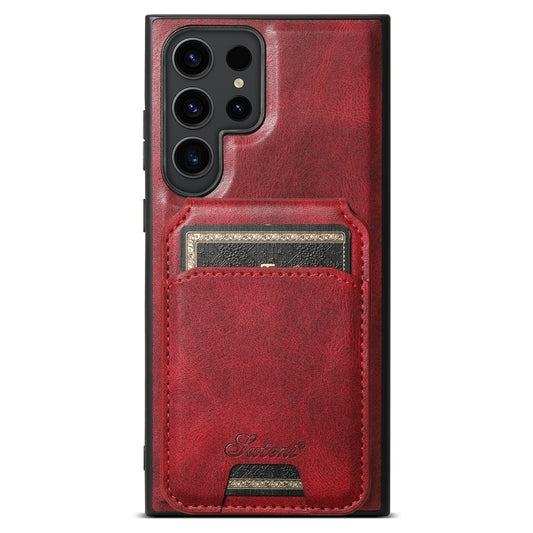 For Samsung Galaxy S22 Ultra 5G Suteni H15  Oil Eax Leather Detachable Wallet Back Phone Case(Red) - Galaxy S22 Ultra 5G Cases by Suteni | Online Shopping South Africa | PMC Jewellery | Buy Now Pay Later Mobicred