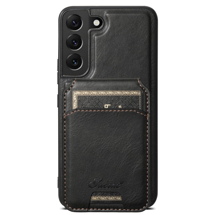 For Samsung Galaxy S22+ 5G Suteni H15  Oil Eax Leather Detachable Wallet Back Phone Case(Black) - Galaxy S22 5G Cases by Suteni | Online Shopping South Africa | PMC Jewellery | Buy Now Pay Later Mobicred