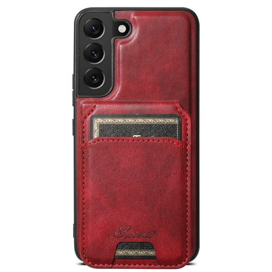 For Samsung Galaxy S22+ 5G Suteni H15 MagSafe Oil Eax Leather Detachable Wallet Back Phone Case(Red) - Galaxy S22 5G Cases by Suteni | Online Shopping South Africa | PMC Jewellery