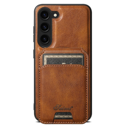 For Samsung Galaxy S24 5G Suteni H15 MagSafe Oil Eax Leather Detachable Wallet Back Phone Case(Brown) - Galaxy S24 5G Cases by Suteni | Online Shopping South Africa | PMC Jewellery