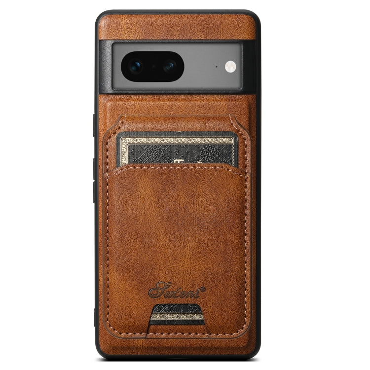 For Google Pixel 8 Suteni H15 Oil Eax Leather Detachable Wallet Back Phone Case(Brown) - Google Cases by Suteni | Online Shopping South Africa | PMC Jewellery | Buy Now Pay Later Mobicred