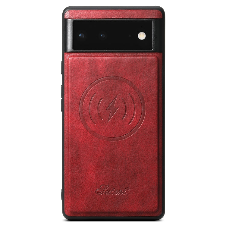 For Google Pixel 6 Pro Suteni H15 Oil Eax Leather Detachable Wallet Back Phone Case(Red) - Google Cases by Suteni | Online Shopping South Africa | PMC Jewellery | Buy Now Pay Later Mobicred