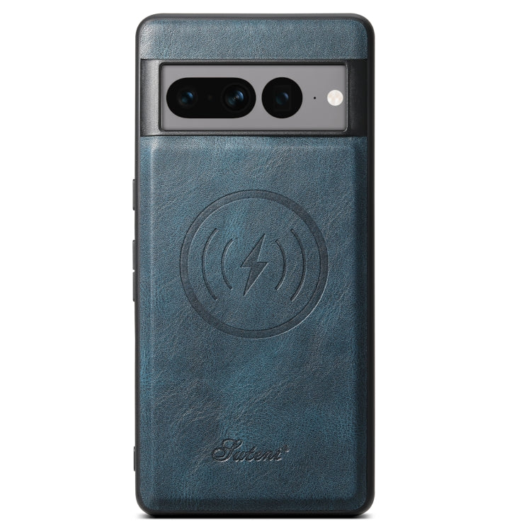 For Google Pixel 8a Suteni H15 Oil Eax Leather Detachable Wallet Back Phone Case(Blue) - Google Cases by Suteni | Online Shopping South Africa | PMC Jewellery | Buy Now Pay Later Mobicred