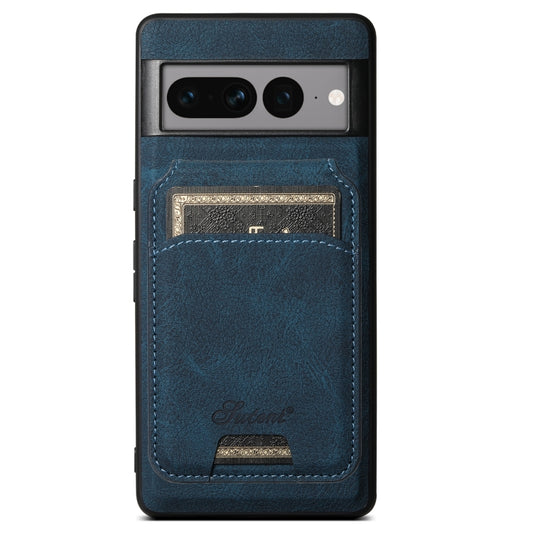 For Google Pixel 8 Suteni H16 Litchi Texture Leather Detachable Wallet Back Phone Case(Blue) - Google Cases by Suteni | Online Shopping South Africa | PMC Jewellery | Buy Now Pay Later Mobicred