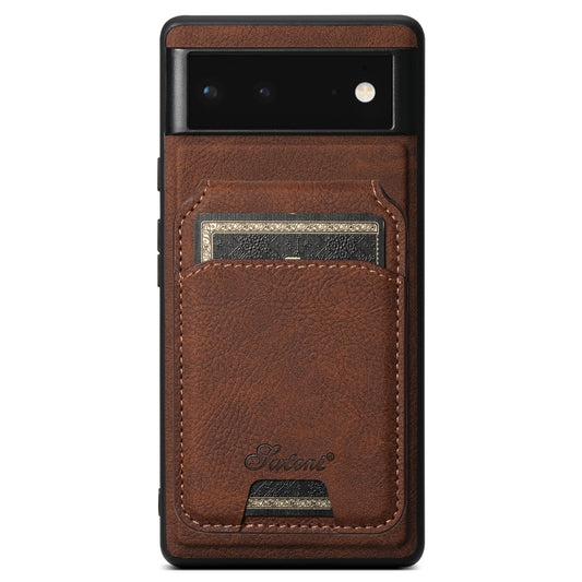 For Google Pixel 6a Suteni H16 Litchi Texture Leather Detachable Wallet Back Phone Case(Brown) - Google Cases by Suteni | Online Shopping South Africa | PMC Jewellery | Buy Now Pay Later Mobicred