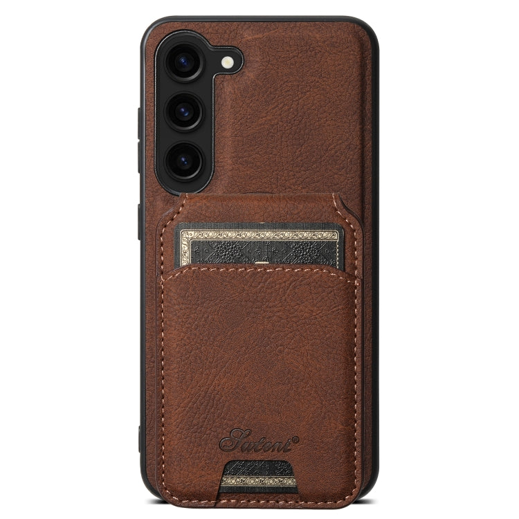 For Samsung Galaxy S24 5G Suteni H16 Litchi Texture Leather Detachable Wallet Back Phone Case(Brown) - Galaxy S24 5G Cases by Suteni | Online Shopping South Africa | PMC Jewellery | Buy Now Pay Later Mobicred