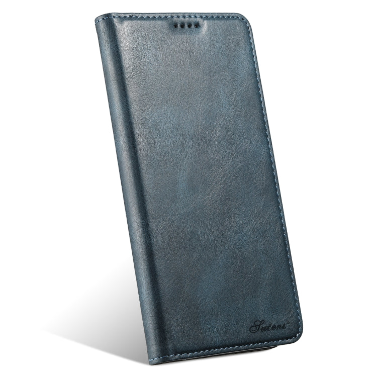 For iPhone 16 Plus Suteni J02 Oil Wax Wallet Leather Phone Case(Blue) - iPhone 16 Plus Cases by Suteni | Online Shopping South Africa | PMC Jewellery | Buy Now Pay Later Mobicred