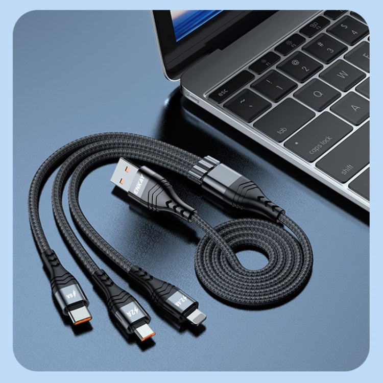 ENKAY 3-in-1 6A USB to Type-C / 8 Pin / Micro USB Multifunction Fast Charging Cable, Cable Length:1m(Black) - Multifunction Cable by ENKAY | Online Shopping South Africa | PMC Jewellery | Buy Now Pay Later Mobicred