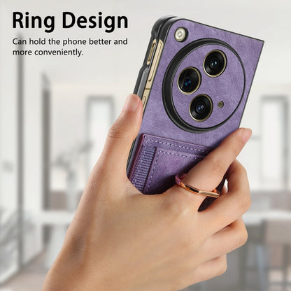 For OPPO Find N3 Retro Skin-feel Ring Multi-card Wallet Phone Case(Purple) - Find N3 Cases by PMC Jewellery | Online Shopping South Africa | PMC Jewellery