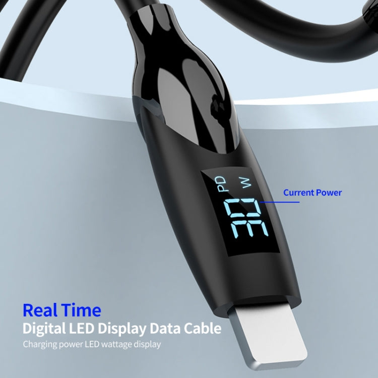 ENKAY 2.4A USB to 8 Pin Fast Charging Data Silicone Cable with LED Display, Length:2m(Black) - Normal Style Cable by ENKAY | Online Shopping South Africa | PMC Jewellery | Buy Now Pay Later Mobicred