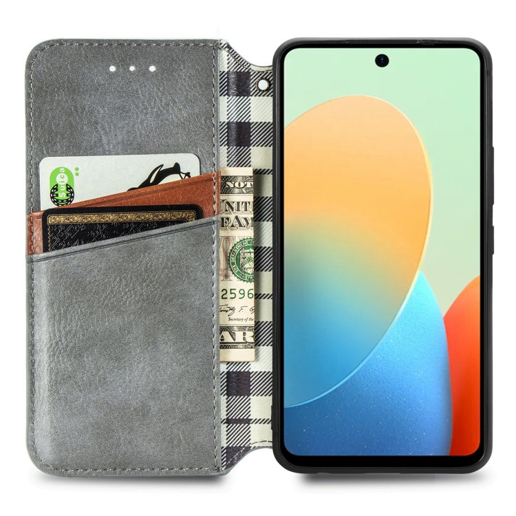 For Tecno Spark Go 2024 Cubic Grid Pressed Magnetic Leather Phone Case(Grey) - Tecno Cases by PMC Jewellery | Online Shopping South Africa | PMC Jewellery | Buy Now Pay Later Mobicred