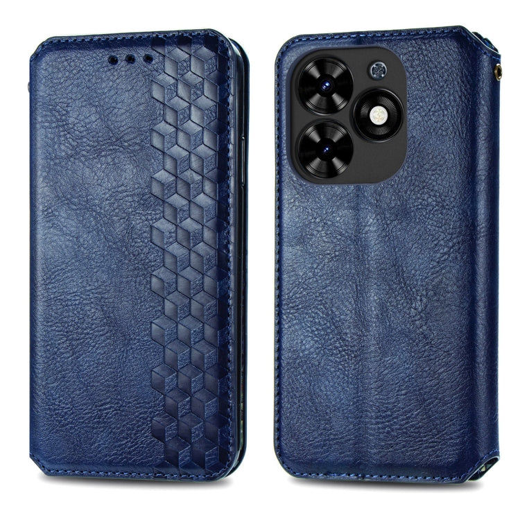 For Tecno Spark Go 2024 Cubic Grid Pressed Magnetic Leather Phone Case(Blue) - Tecno Cases by PMC Jewellery | Online Shopping South Africa | PMC Jewellery | Buy Now Pay Later Mobicred