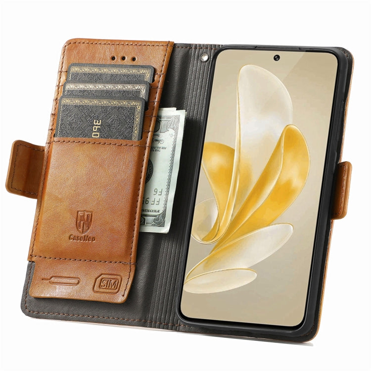 For vivo X100 CaseNeo Splicing Dual Magnetic Buckle Leather Phone Case(Khaki) - X100 Cases by imak | Online Shopping South Africa | PMC Jewellery | Buy Now Pay Later Mobicred