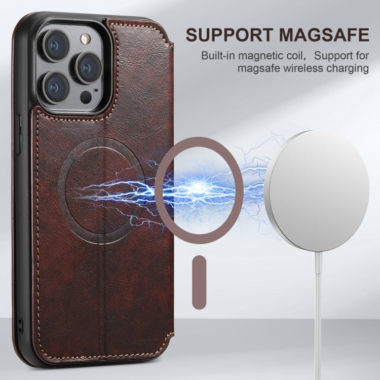 For iPhone 15 Pro Max Suteni J05 Leather Magnetic MagSafe Phone Case(Brown) - iPhone 15 Pro Max Cases by Suteni | Online Shopping South Africa | PMC Jewellery | Buy Now Pay Later Mobicred