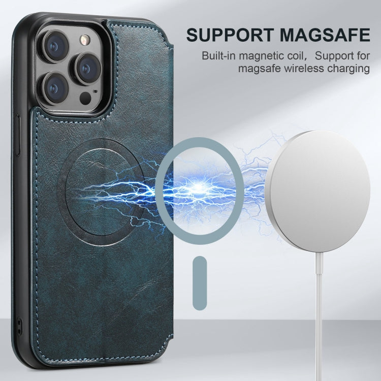 For iPhone 15 Plus Suteni J05 Leather Magnetic MagSafe Phone Case(Blue) - iPhone 15 Plus Cases by Suteni | Online Shopping South Africa | PMC Jewellery | Buy Now Pay Later Mobicred