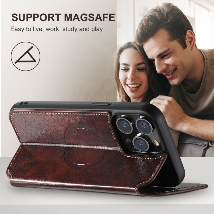 For iPhone 16 Pro Max Suteni J05 Leather Magnetic MagSafe Phone Case(Brown) - iPhone 16 Pro Max Cases by Suteni | Online Shopping South Africa | PMC Jewellery | Buy Now Pay Later Mobicred