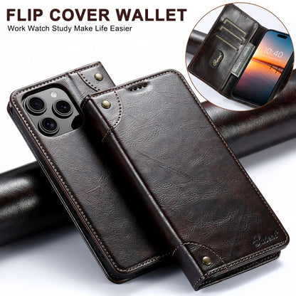 For iPhone 16 Pro Suteni Baroque Calf Texture Buckle Wallet Leather Phone Case(Brown) - iPhone 16 Pro Cases by Suteni | Online Shopping South Africa | PMC Jewellery | Buy Now Pay Later Mobicred