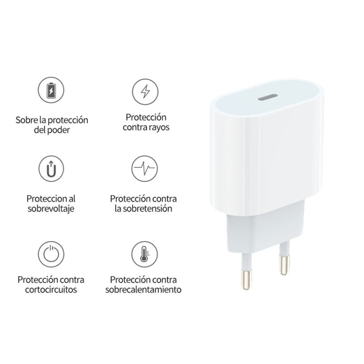 PD35W USB-C / Type-C Port Charger with 1m Type-C to Type-C Data Cable, EU Plug - USB Charger by PMC TechLife | Online Shopping South Africa | PMC TechLife
