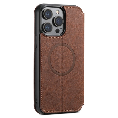 For iPhone 15 Pro Max Suteni J06 Retro Matte Litchi Texture Leather MagSafe Phone Case(Brown) - iPhone 15 Pro Max Cases by Suteni | Online Shopping South Africa | PMC Jewellery | Buy Now Pay Later Mobicred