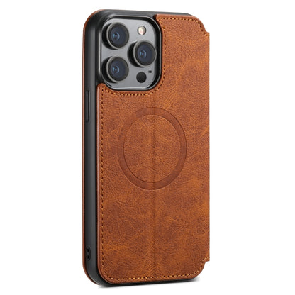 For iPhone 15 Suteni J06 Retro Matte Litchi Texture Leather MagSafe Phone Case(Khaki) - iPhone 15 Cases by Suteni | Online Shopping South Africa | PMC Jewellery | Buy Now Pay Later Mobicred