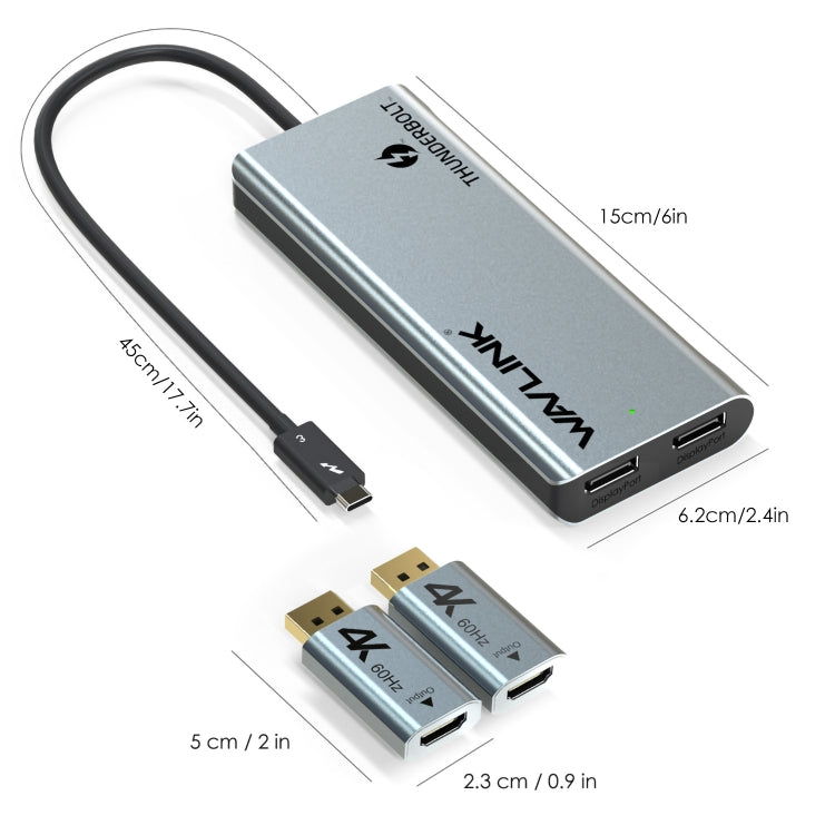 WAVLINK WL-UTD05H Thunderbolt 3 Dual 4K Mini Docking Station Converter With 2 DP to HD Adapters - free shipping - PMC Jewellery - Order now!