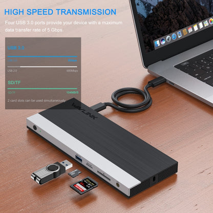 WAVLINK WL-UMD01 USB3.0 Splitter Docking Station Gigabit Ethernet / DP / HD Cable Converter(EU Plug) - USB 3.0 HUB by WAVLINK | Online Shopping South Africa | PMC Jewellery | Buy Now Pay Later Mobicred