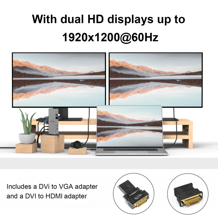WAVLINK WL-UG39DK7 USB3.0 Hub Adapter Multi-Screen Graphics Card Universal Docking Station, Plug:US Plug - free shipping - PMC Jewellery - Order now!