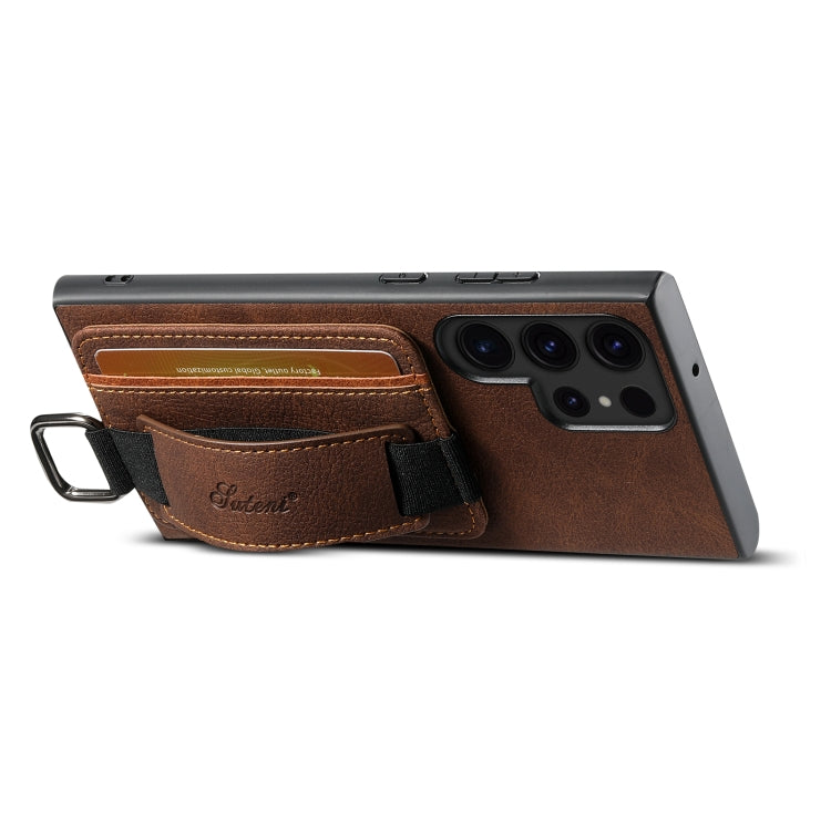 For Samsung Galaxy S24 Ultra 5G Suteni H13 Litchi Leather Wrist Strap Wallet Back Phone Case(Brown) - Galaxy S24 Ultra 5G Cases by Suteni | Online Shopping South Africa | PMC Jewellery | Buy Now Pay Later Mobicred