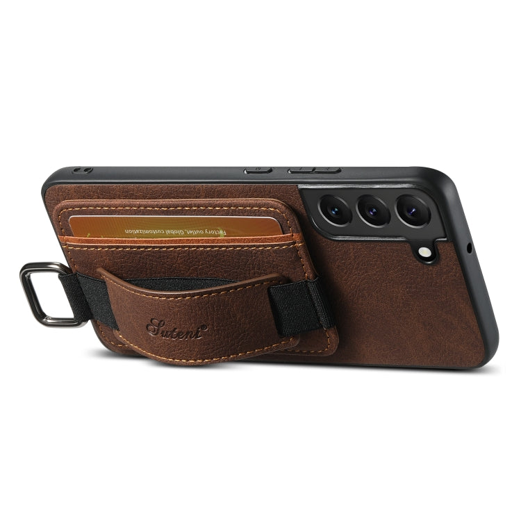 For Samsung Galaxy S24+ 5G Suteni H13 Litchi Leather Wrist Strap Wallet Back Phone Case(Brown) - Galaxy S24+ 5G Cases by Suteni | Online Shopping South Africa | PMC Jewellery | Buy Now Pay Later Mobicred