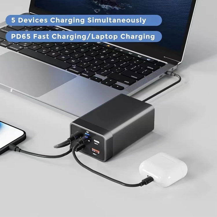 GAN 125W PD65W Dual Type-C + QC3.0 USB Multi Compatible Notebook Adapter EU Plug - Cable & Adapter by PMC Jewellery | Online Shopping South Africa | PMC Jewellery | Buy Now Pay Later Mobicred