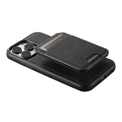 For iPhone 12 Pro Suteni H17 Litchi Texture Leather MagSafe Detachable Wallet Phone Case(Black) - iPhone 12 / 12 Pro Cases by Suteni | Online Shopping South Africa | PMC Jewellery | Buy Now Pay Later Mobicred