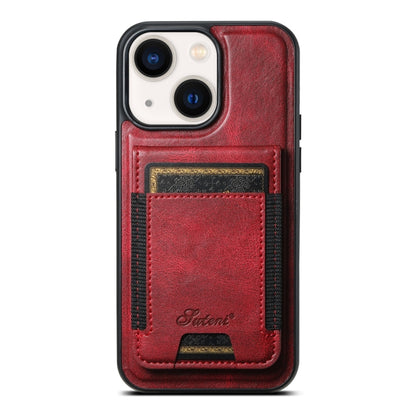 For iPhone 14 Suteni H17 Oil Eax Leather MagSafe Detachable Wallet Phone Case(Red) - iPhone 14 Cases by Suteni | Online Shopping South Africa | PMC Jewellery | Buy Now Pay Later Mobicred