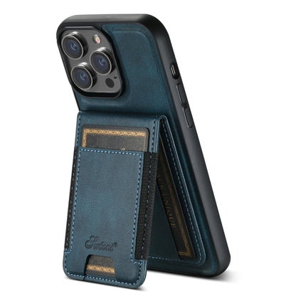 For iPhone 14 Suteni H17 Oil Eax Leather MagSafe Detachable Wallet Phone Case(Blue) - iPhone 14 Cases by Suteni | Online Shopping South Africa | PMC Jewellery | Buy Now Pay Later Mobicred