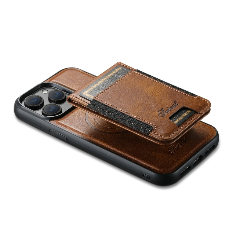 For iPhone 12 Pro Max Suteni H17 Oil Eax Leather MagSafe Detachable Wallet Phone Case(Brown) - iPhone 12 Pro Max Cases by Suteni | Online Shopping South Africa | PMC Jewellery | Buy Now Pay Later Mobicred