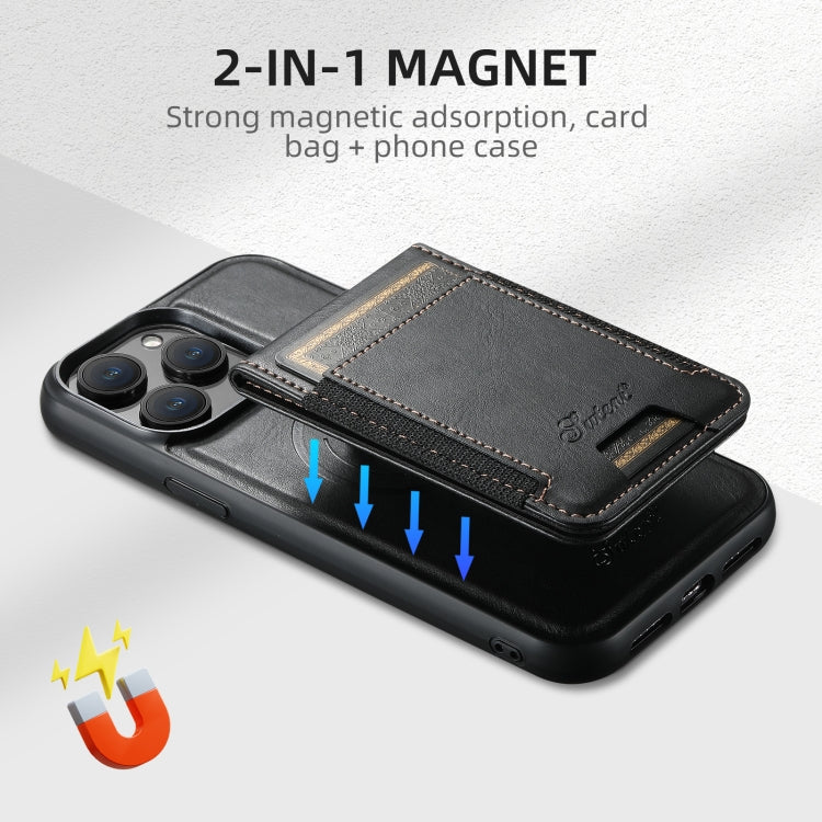 For iPhone 16 Suteni H17 Oil Eax Leather MagSafe Detachable Wallet Phone Case(Black) - iPhone 16 Cases by Suteni | Online Shopping South Africa | PMC Jewellery | Buy Now Pay Later Mobicred