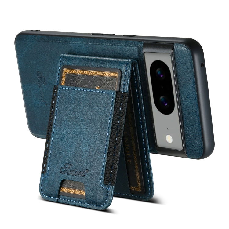 For Google Pixel 8a Suteni H17 Oil Eax Leather Detachable Wallet Phone Case(Blue) - Google Cases by Suteni | Online Shopping South Africa | PMC Jewellery | Buy Now Pay Later Mobicred