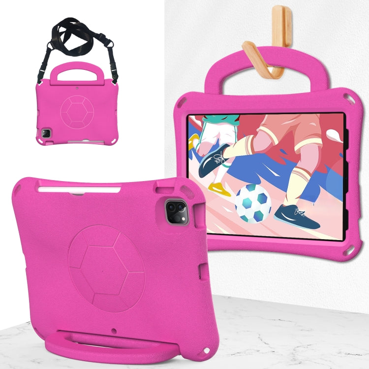 For iPad Pro 11 2024 Handle Football Shaped EVA Shockproof Tablet Case(Rose Red) - iPad Pro 11 2024 Cases by PMC TechLife | Online Shopping South Africa | PMC TechLife | Buy Now Pay Later Mobicred