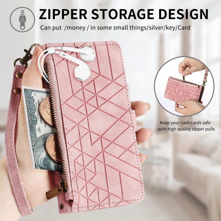 For Google Pixel 9 Geometric Zipper Wallet Side Buckle Leather Phone Case(Purple) - Google Cases by PMC TechLife | Online Shopping South Africa | PMC TechLife | Buy Now Pay Later Mobicred