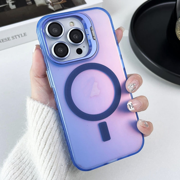 For iPhone 12 Pro Max MagSafe Lens Holder PC Hybrid TPU Phone Case(Blue) - iPhone 12 Pro Max Cases by PMC Jewellery | Online Shopping South Africa | PMC Jewellery