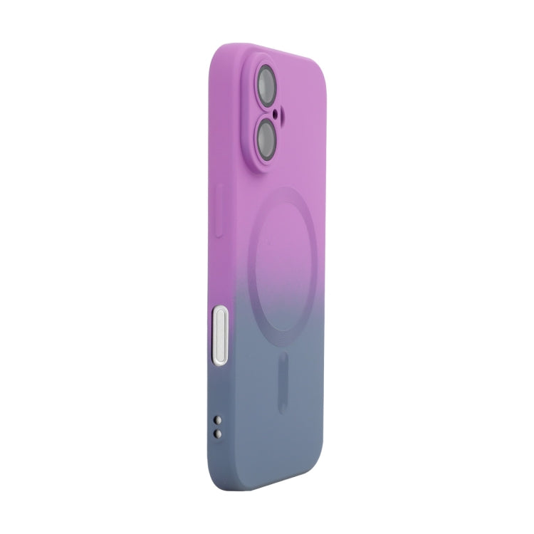 For iPhone 16 ENKAY Hat-Prince MagSafe Rainbow Gradient Silicone Phone Case with Lens Film(Purple Blue) - iPhone 16 Cases by ENKAY | Online Shopping South Africa | PMC Jewellery | Buy Now Pay Later Mobicred