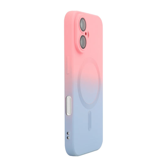 For iPhone 16 Plus ENKAY Hat-Prince MagSafe Rainbow Gradient Silicone Phone Case with Lens Film(Pink Blue) - iPhone 16 Plus Cases by ENKAY | Online Shopping South Africa | PMC Jewellery | Buy Now Pay Later Mobicred