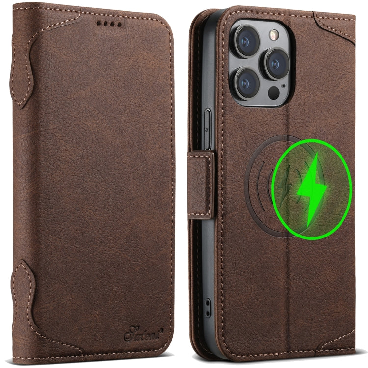 For iPhone 12 Pro Max SUTENI J07 Multifunctional Horizontal Flip Magsafe Leather Phone Case(Brown) - iPhone 12 Pro Max Cases by Suteni | Online Shopping South Africa | PMC Jewellery | Buy Now Pay Later Mobicred