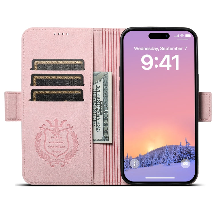 For iPhone 13 SUTENI J07 Multifunctional Horizontal Flip Magsafe Leather Phone Case(Pink) - iPhone 13 Cases by Suteni | Online Shopping South Africa | PMC Jewellery | Buy Now Pay Later Mobicred