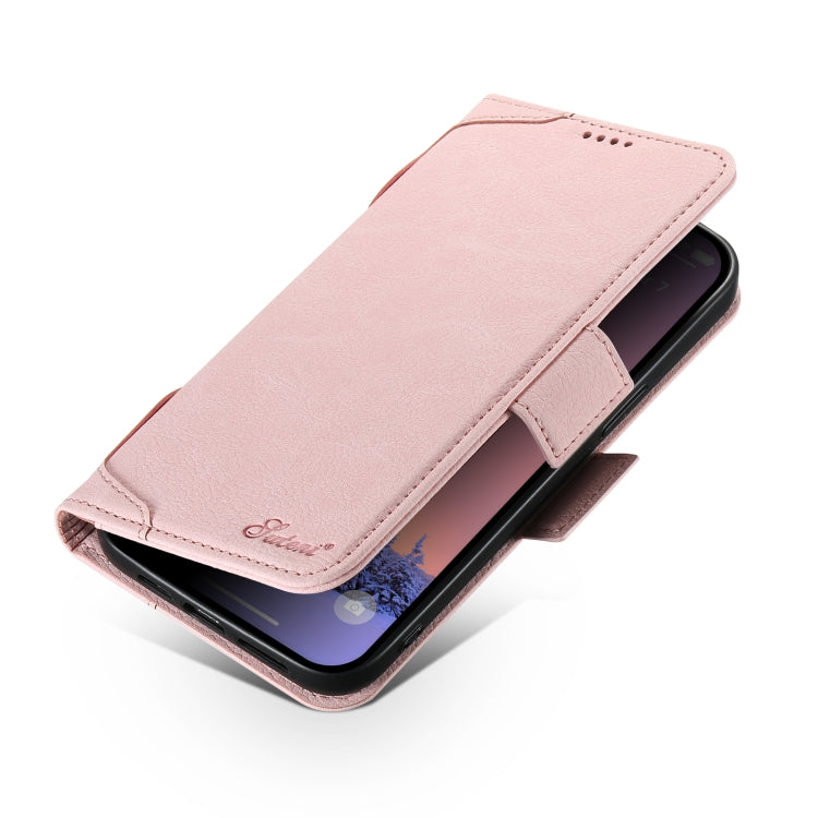 For iPhone 13 SUTENI J07 Multifunctional Horizontal Flip Magsafe Leather Phone Case(Pink) - iPhone 13 Cases by Suteni | Online Shopping South Africa | PMC Jewellery | Buy Now Pay Later Mobicred