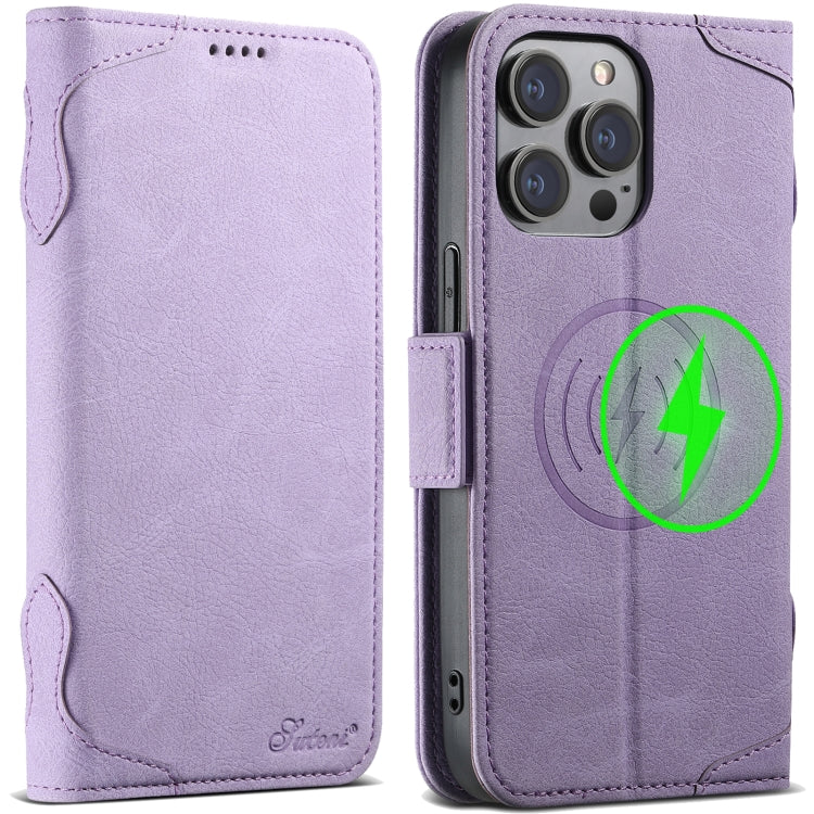 For iPhone 13 Pro Max SUTENI J07 Multifunctional Horizontal Flip Magsafe Leather Phone Case(Purple) - iPhone 13 Pro Max Cases by Suteni | Online Shopping South Africa | PMC Jewellery | Buy Now Pay Later Mobicred