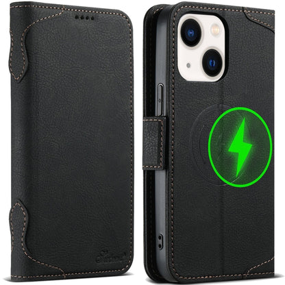 For iPhone 14 Plus SUTENI J07 Multifunctional Horizontal Flip Magsafe Leather Phone Case(Black) - iPhone 14 Plus Cases by Suteni | Online Shopping South Africa | PMC Jewellery | Buy Now Pay Later Mobicred