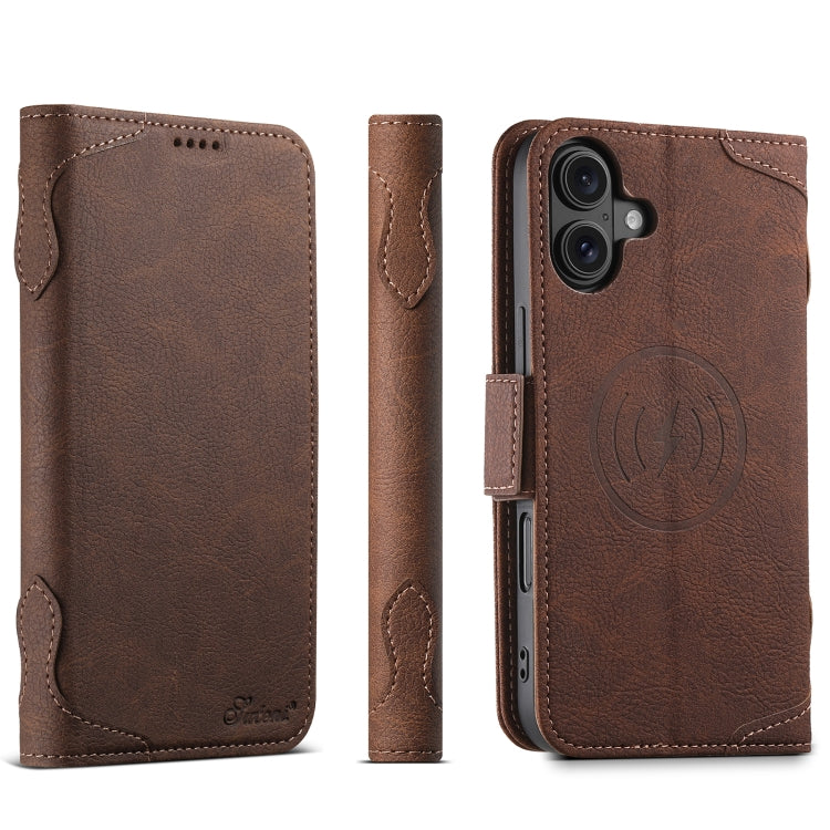 For iPhone 16 Plus SUTENI J07 Multifunctional Horizontal Flip Magsafe Leather Phone Case(Brown) - free shipping - PMC Jewellery - Order now!