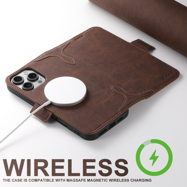 For iPhone 16 Pro Max SUTENI J07 Multifunctional Horizontal Flip Magsafe Leather Phone Case(Brown) - free shipping - PMC Jewellery - Order now!