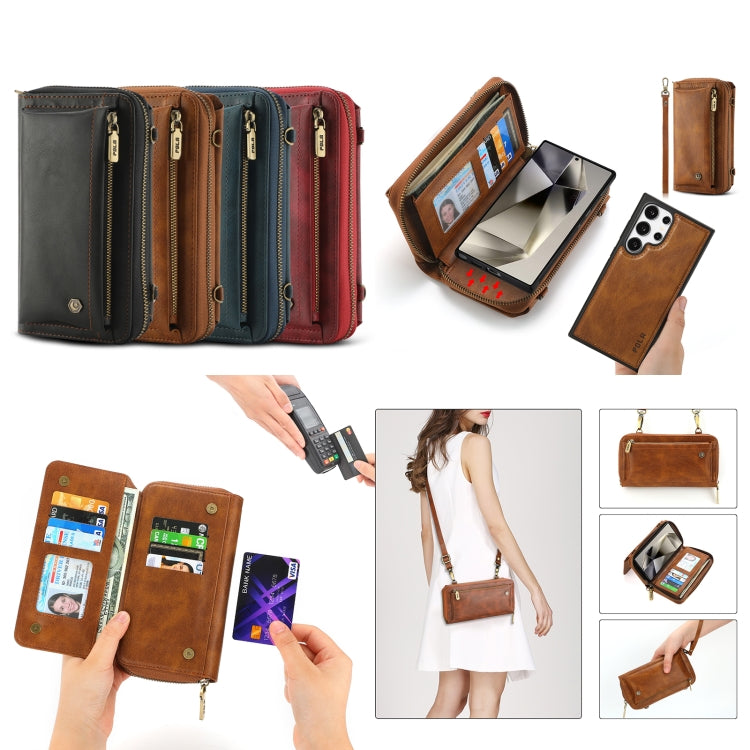 For Samsung Galaxy S24+ 5G Crossbody Multi-functional Zipper Wallet Leather Phone Case(Black) - Galaxy S24+ 5G Cases by PMC Jewellery | Online Shopping South Africa | PMC Jewellery | Buy Now Pay Later Mobicred