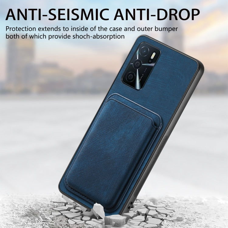 For OPPO A1 5G Retro Leather Card Bag Magnetic Phone Case(Blue) - OPPO Cases by PMC Jewellery | Online Shopping South Africa | PMC Jewellery | Buy Now Pay Later Mobicred